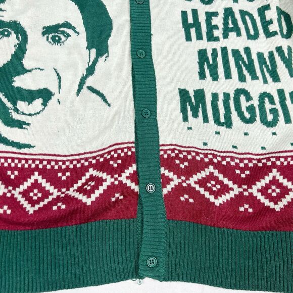ELF Will Farrell Ninny Muggins Ugly Holiday Cardigan Grandpa Sweater Men’s Large - Picture 5 of 9